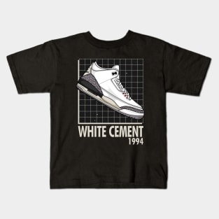 AJ 3 White Cement Sneaker Kids T-Shirt